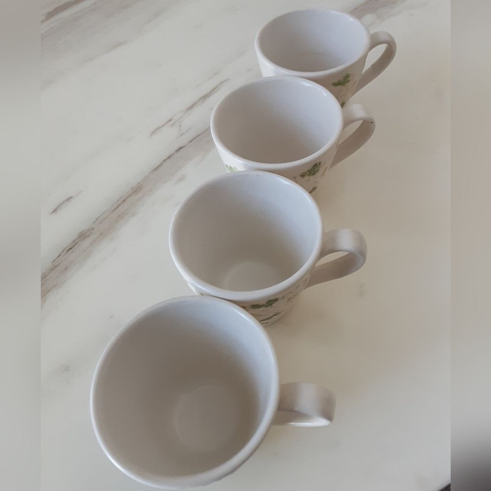 METLOX Pottery PoppyTrail Sculptured Daisy Cups - USA Set Of 4 - Vtg - Picture 6 of 9